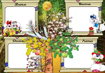 Scrittura sulla cornice: Зима. Весна. Осень. Лето.