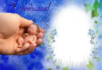 Scrittura sulla cornice: Sono nato!