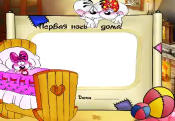 Scrittura sulla cornice: The first night in home