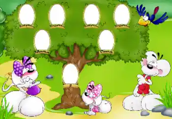 Scrittura sulla cornice: Io. Papà. Mamma. Nonna. Nonno. Scrittura sulla cornice: Io. Papà. Mamma. Nonna. Nonno.